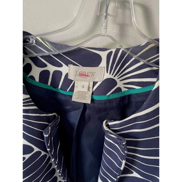 J. Crew Open Front Blazer Blue Cream Size 4 - Picture 6 of 7